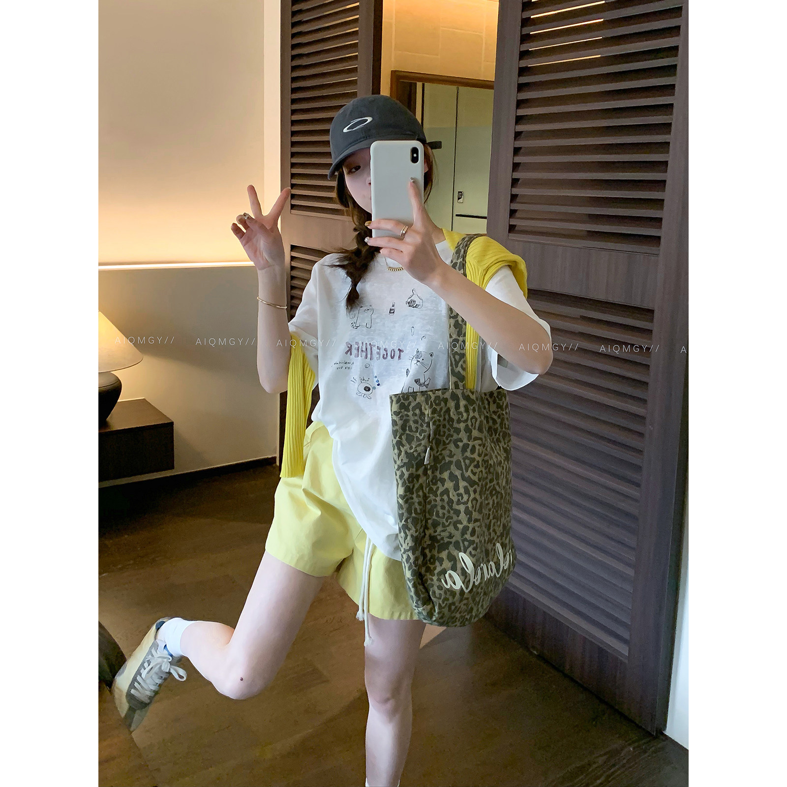 爱情魔鬼鱼 白色短袖圆领卡通印花T恤女2026夏季新款宽松显瘦上衣