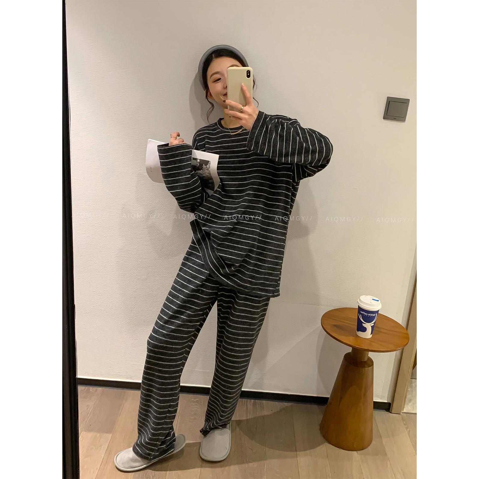 爱情魔鬼鱼条纹家居服套装女