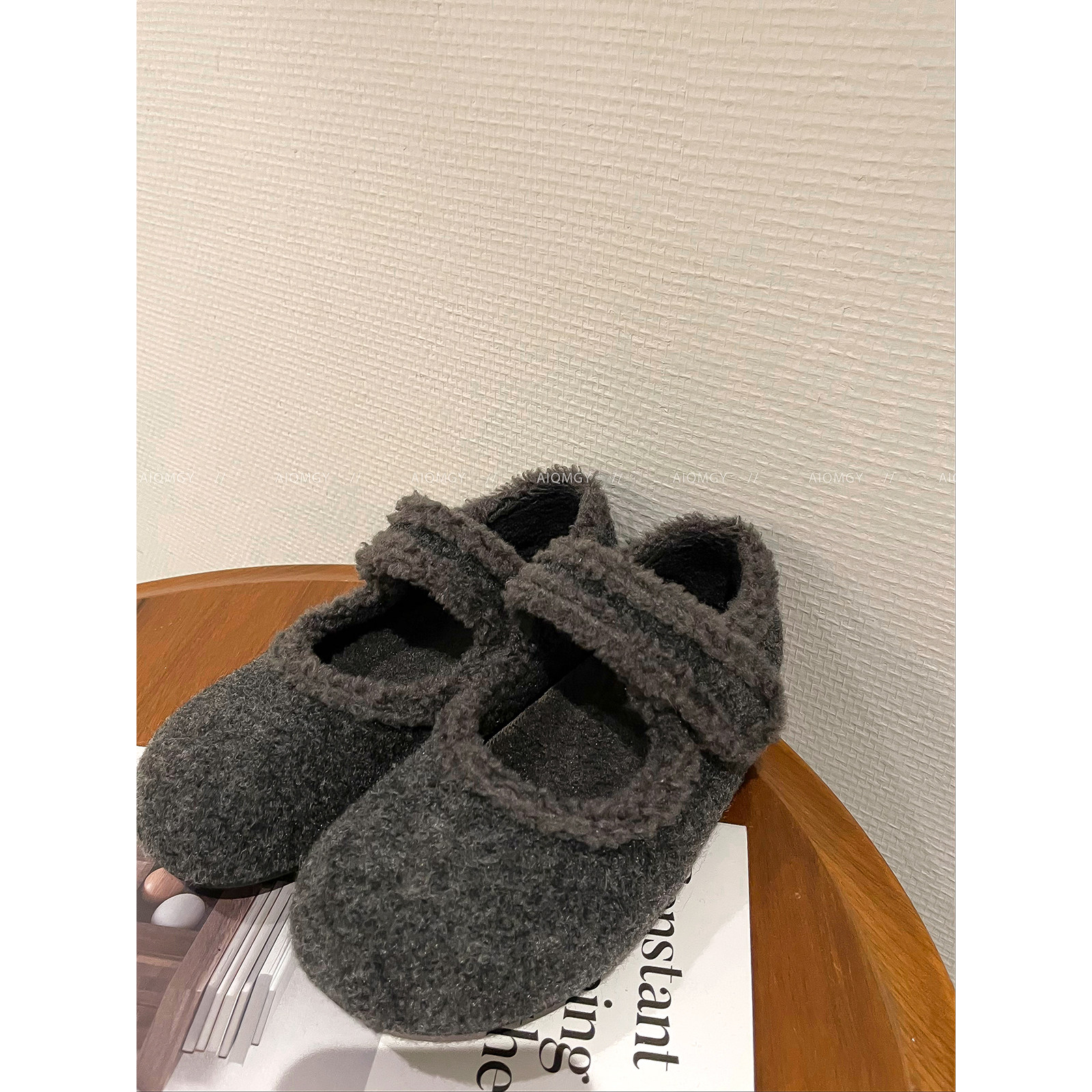 爱情魔鬼鱼 灰色加绒玛丽珍鞋女2025冬季新款外穿百搭保暖毛毛鞋,女鞋,浅口单鞋,淘宝优惠券,粉丝福利购,淘宝优惠卷
