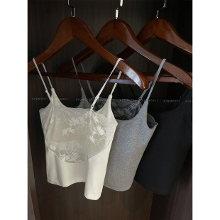 爱情魔鬼鱼 打底上衣 拼接美背带胸垫细螺纹吊带背心女2026年春季