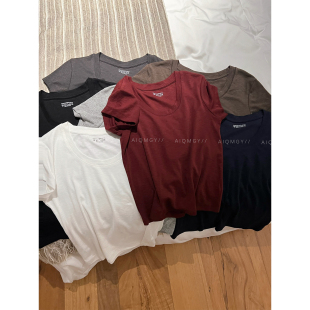 新款 圆领T恤女2025夏季 百搭简约宽松体恤上衣 纯色短袖 爱情魔鬼鱼