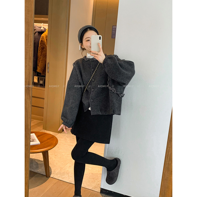 爱情魔鬼鱼木耳边拼接针织开衫