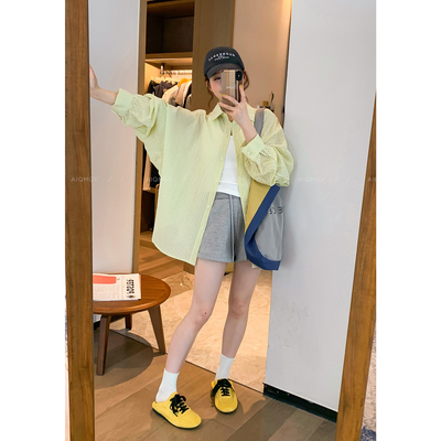 爱情魔鬼鱼条纹长袖衬衫外套女