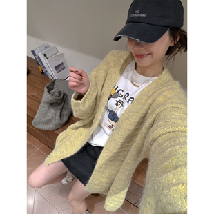 爱情魔鬼鱼 慵懒风针织开衫女2026年秋冬新款宽松百搭中长款外套