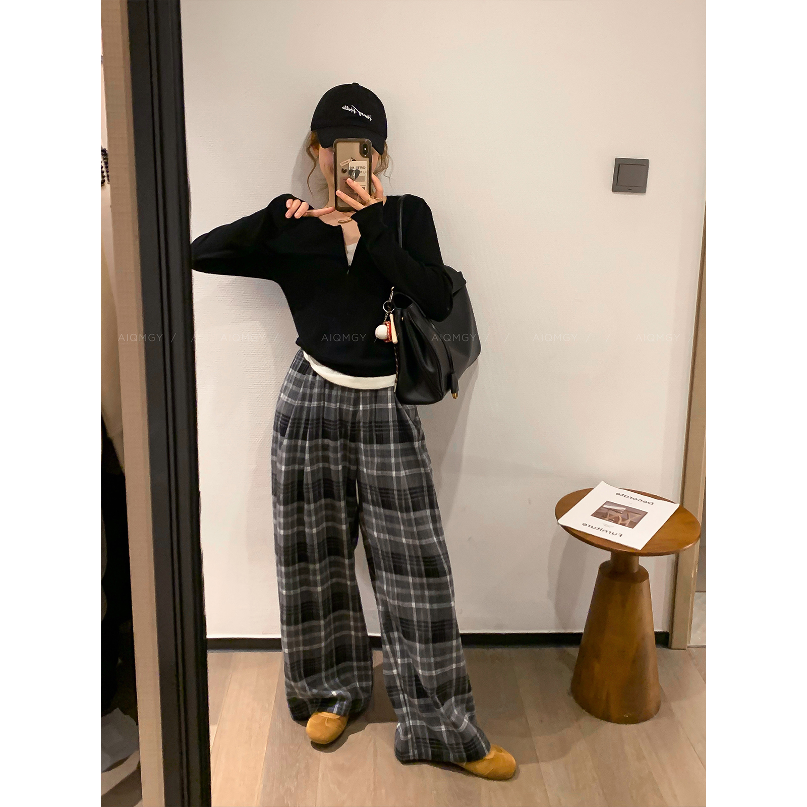 爱情魔鬼鱼 咖色V领长袖假两件针织衫女2025秋季新款修身显瘦上衣