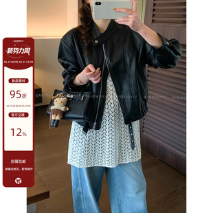 时尚 爱情魔鬼鱼 新款 PU皮衣夹克外套女2026春季 机车上衣 立领短款