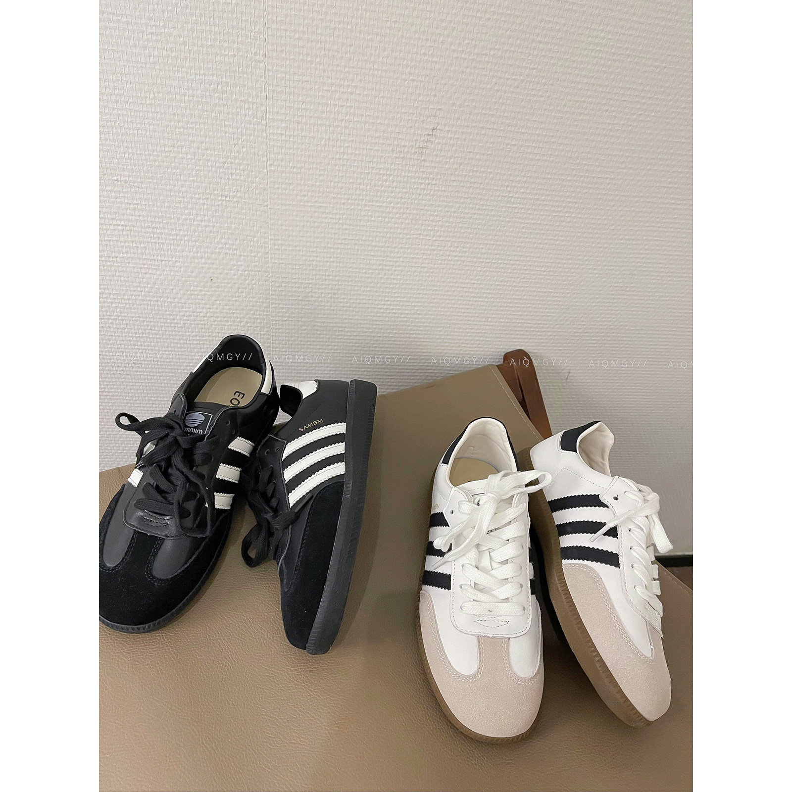 爱情魔鬼鱼 复古牛皮德训鞋女士2026新款韩版休闲运动跑步阿甘鞋