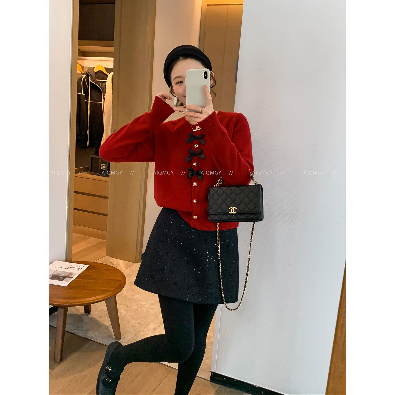 情魔鬼鱼 红色设计感蝴蝶结羊毛针织开衫女2025年冬季韩系上衣,女装/女士精品,毛针织衫,淘宝优惠券,粉丝福利购,淘宝优惠卷