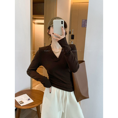 爱情魔鬼鱼长袖垫肩抓绒T恤女