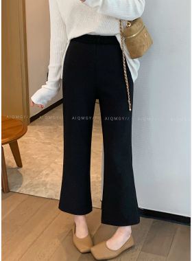 爱情魔鬼鱼 黑色修身休闲裤女2026春季新款韩系高腰百搭小脚裤子