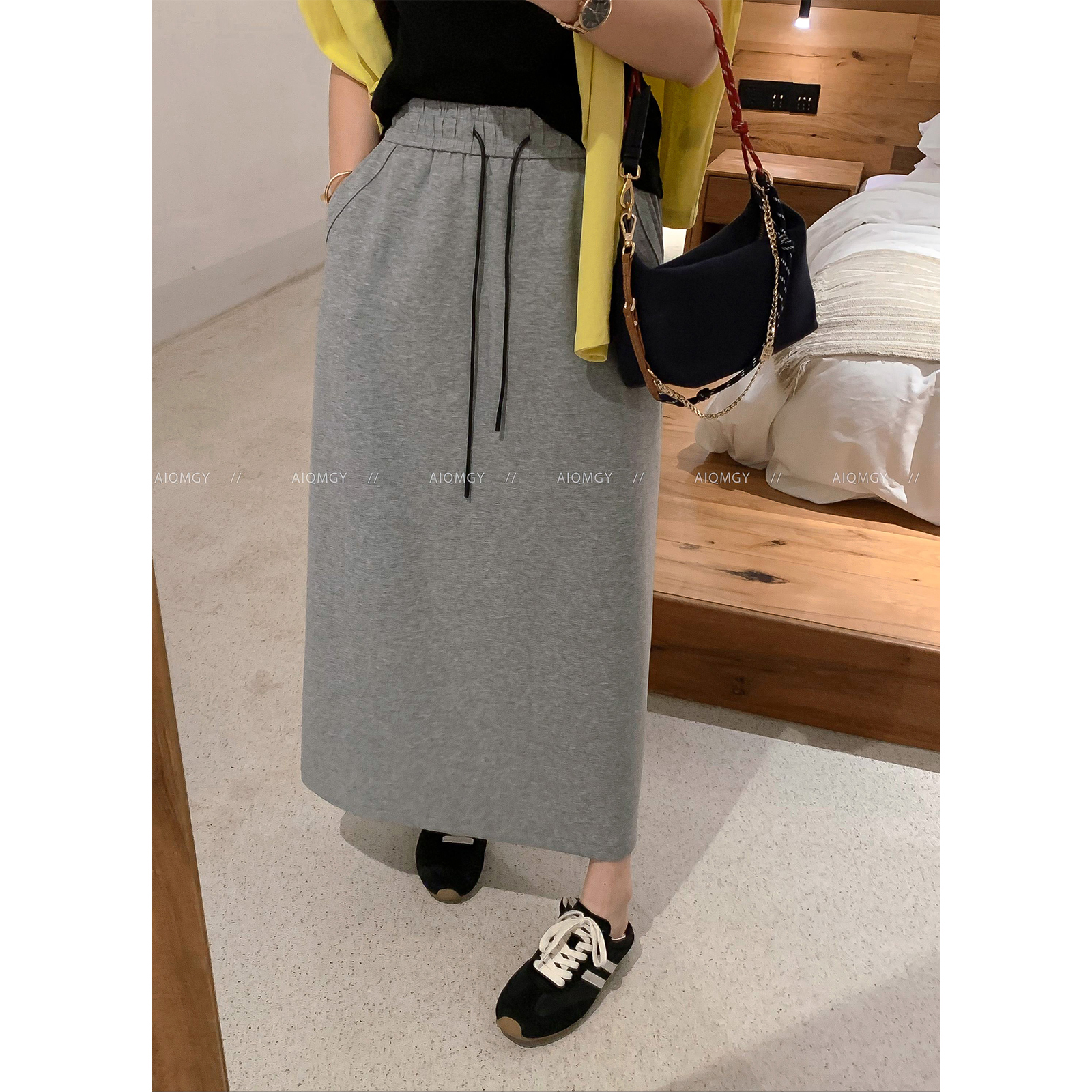 爱情魔鬼鱼抽绳休闲直筒半身裙