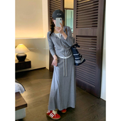 裙女2026春季 套装 拉链连帽上衣半身裙长裙两件套 时尚 爱情魔鬼鱼