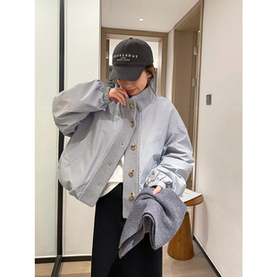 爱情魔鬼鱼 浅蓝色白鸭绒工装羽绒服女2025冬季新款加厚短款外套