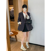 新款 外套女2026春季 高级感宽松西服上衣 深灰色V领西装 爱情魔鬼鱼