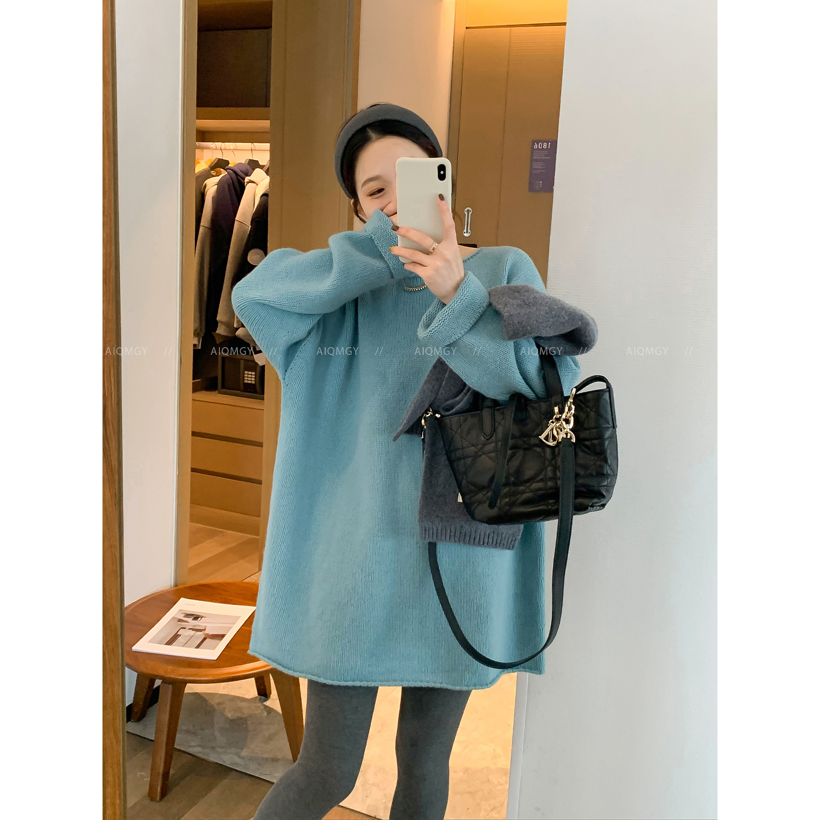 爱情魔鬼鱼 纯色圆领羊毛针织衫女2025秋冬新款宽松休闲慵懒上衣