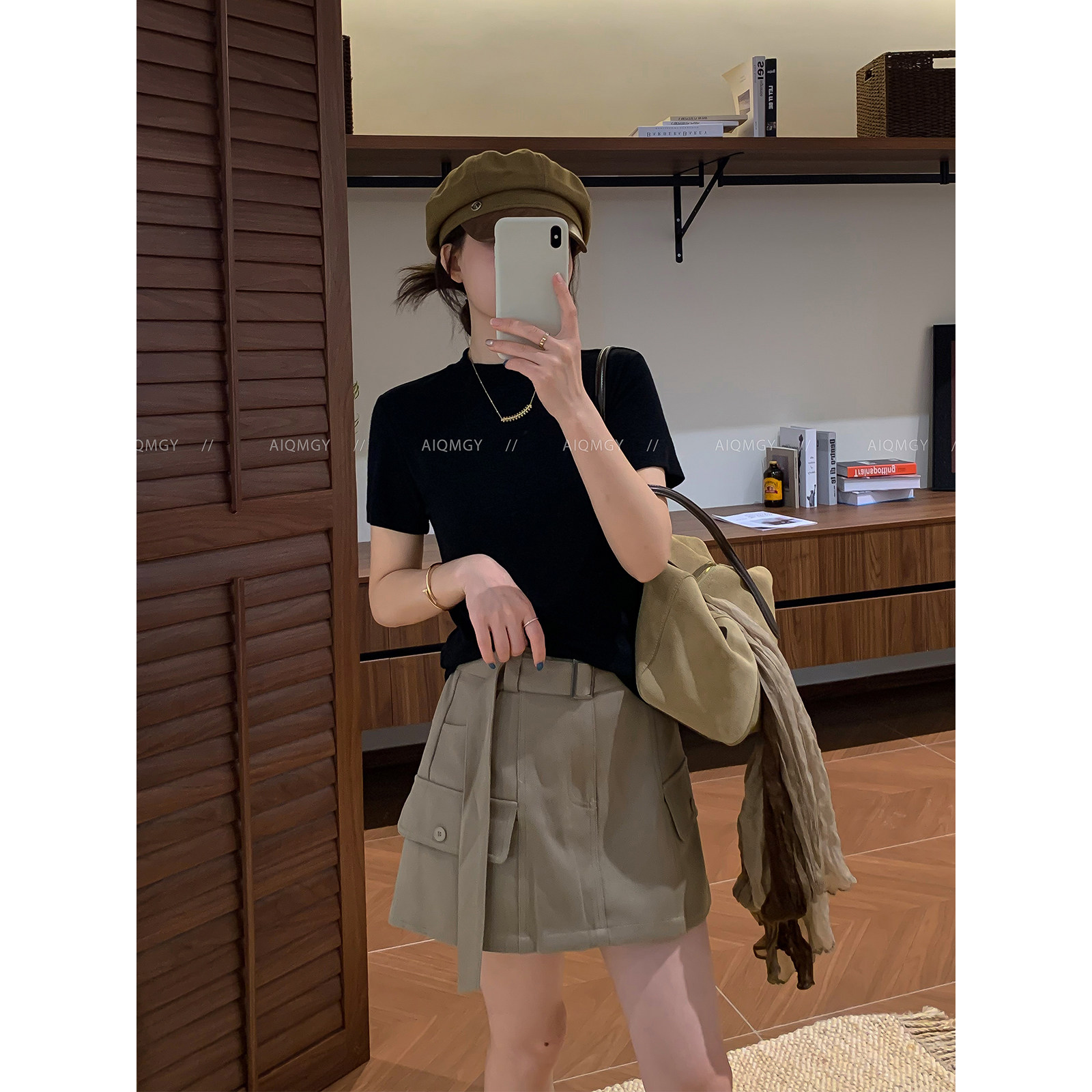 爱情魔鬼鱼 纯色半高领短袖T恤女2026年夏季新款宽松显瘦百搭上衣图片