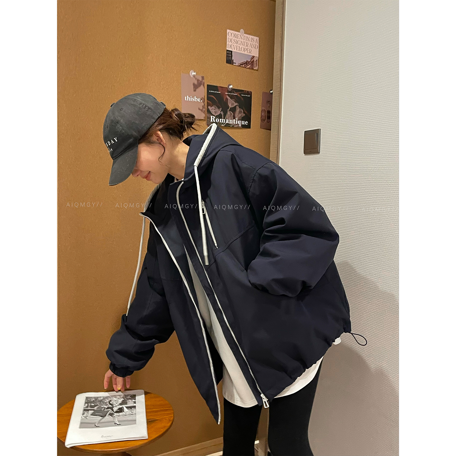 爱情魔鬼鱼白鸭绒冲锋衣女外套