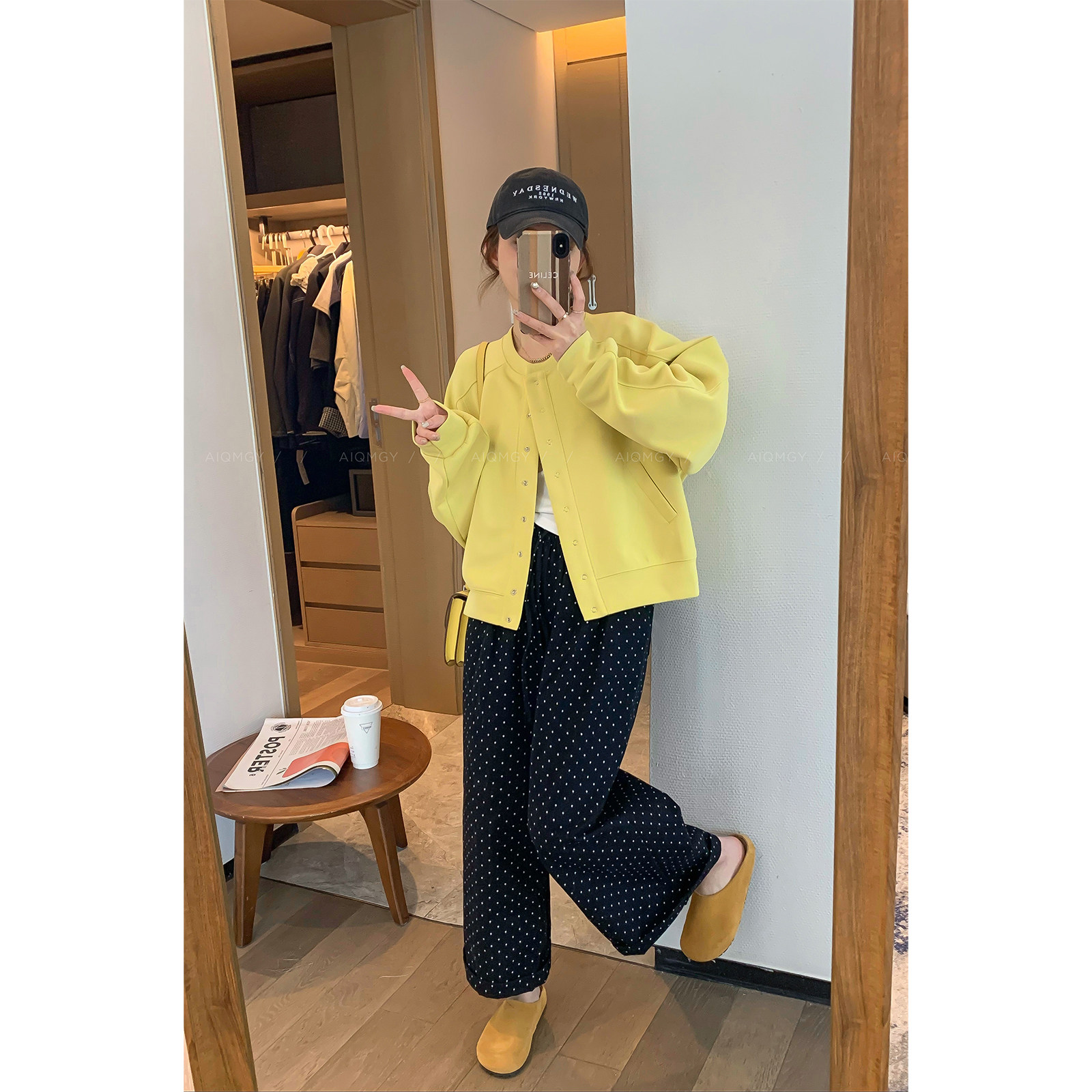 爱情魔鬼鱼 黄色圆领小众短外套女2025秋冬新款气质百搭夹克上衣,女装/女士精品,短外套,淘宝优惠券,粉丝福利购,淘宝优惠卷