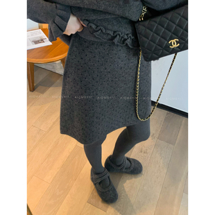 爱情魔鬼鱼 冬季通勤针织半身裙女2025新款韩系高腰百搭A字裙短裙