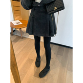 新款 爱情魔鬼鱼 黑灰色高端压褶半身裙女2025冬季 高腰百搭A字短裙