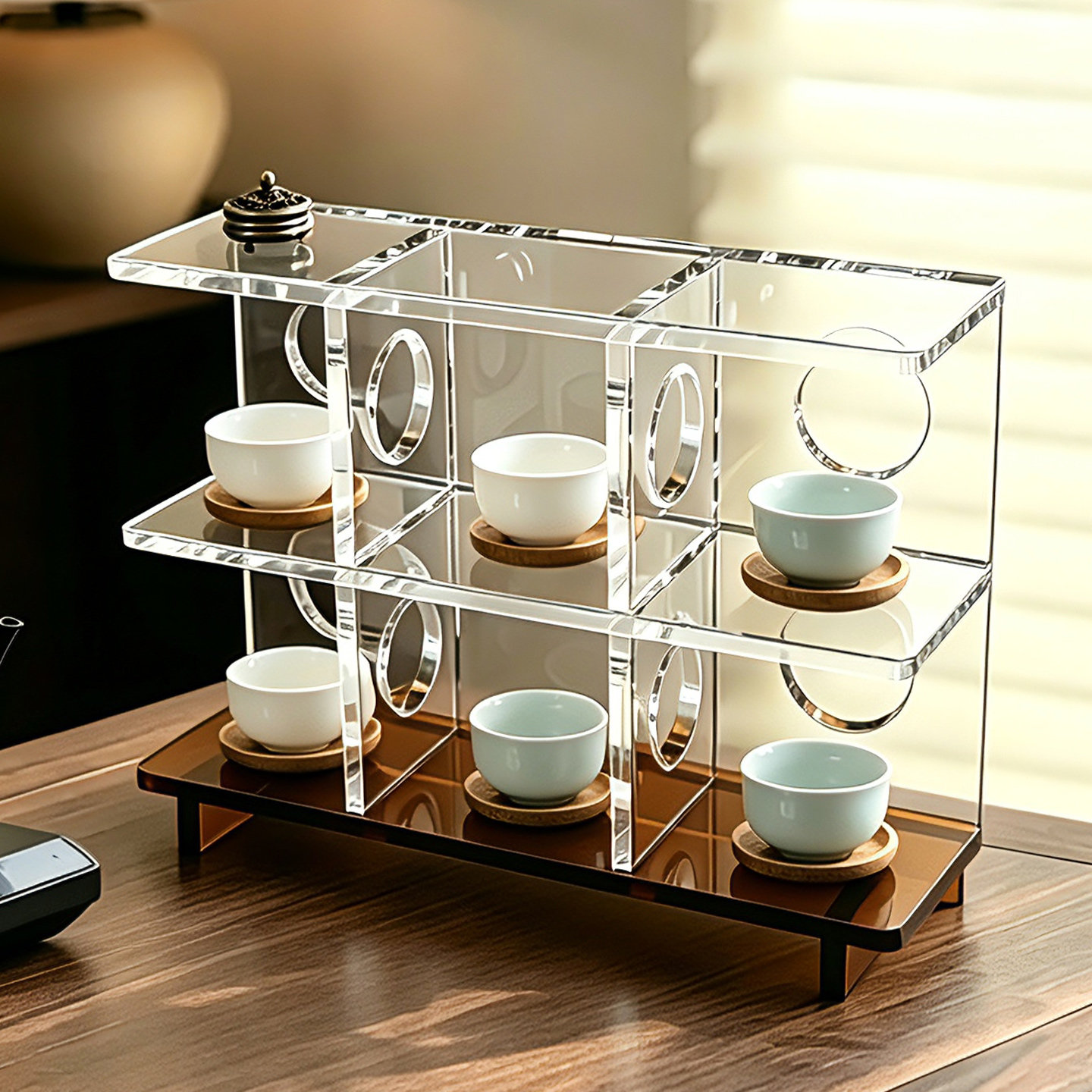 桌面博古架亚克力茶杯架茶具展示