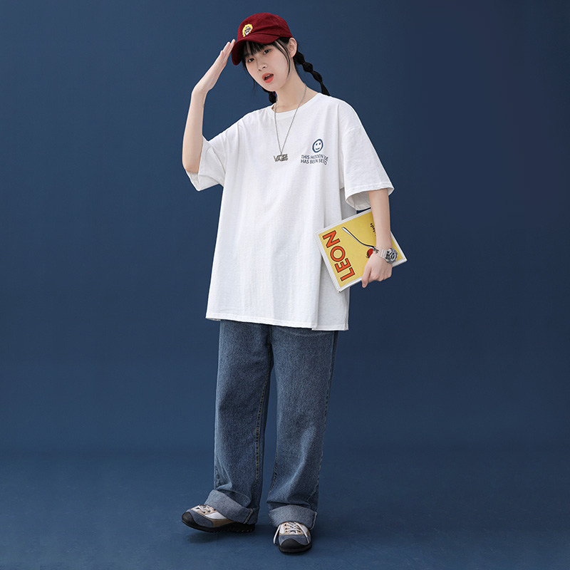 夏季短袖T恤女2021新款小熊印花短袖上衣港风宽松打底内搭T10图片