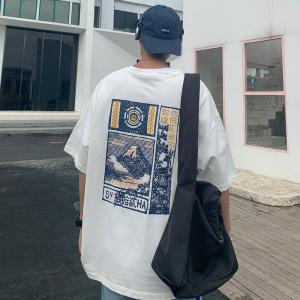 @港风 夏季新款宽松运动T恤中袖五分短袖XZ1007-1-T27图片