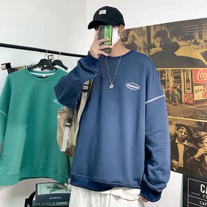 海报 2021春季新款 港风 中性风宽松百搭圆领套头卫衣W017-P35图片