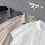 2021夏季翻领polo衫男港风宽松上衣半袖t恤潮XZ1007-1-XT06P40，男装Polo衫，星座1602（原101B）