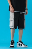 @港风夏季拼接工装短裤五分裤男2021新款裤子XZ1007-1，男装休闲裤，星座1602（原101B）