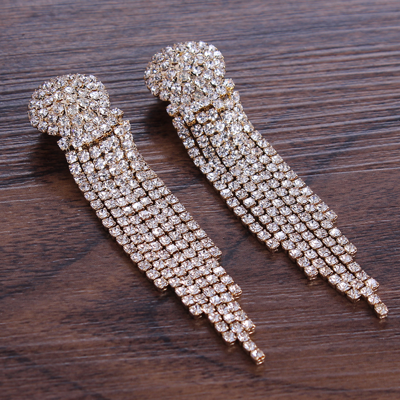 新款潮流苏耳环水钻长款性感新娘