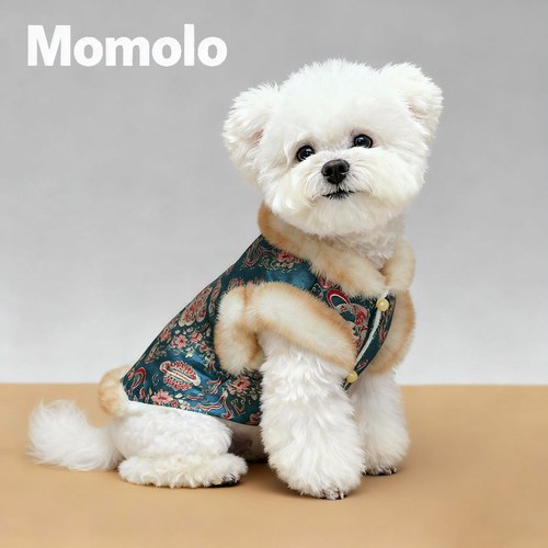 Momolo宠物衣服秋冬新款过年新中式国风唐装狗狗猫咪加绒马甲棉衣