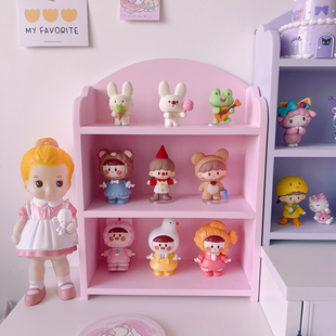 ins少女心木制展示架手办盲盒桌面置物架首饰化妆品收纳盒壁挂柜