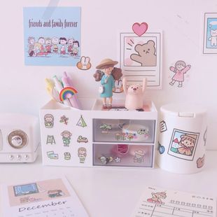 韩国简约抽屉式收纳盒口号置物架宿舍办公整理盒桌面整理笔筒学生