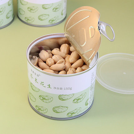悦素生活优选纯素食芥末味花生仁零食特产150g 易拉罐装