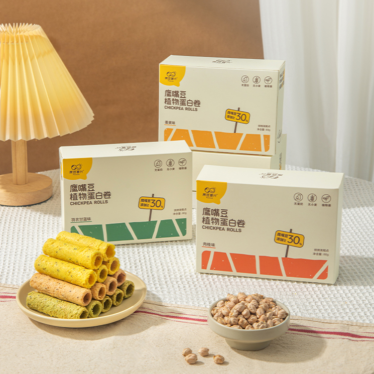 原豆复兴鹰嘴豆植物蛋白卷 纯素蛋卷 姜黄味肉桂味羽衣甘蓝味
