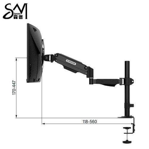 Adjustable, suspended, inverted display mechanical arm