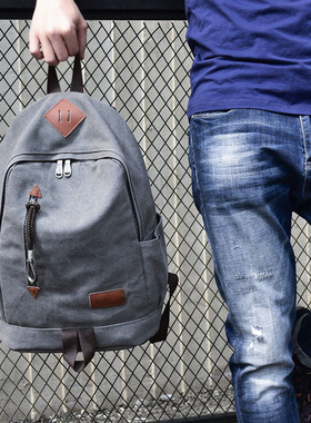 Fashion trend backpack for men's casual canvas backpack背包