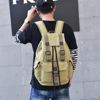 Trendy street canvas backpack for men and women's backpacks
