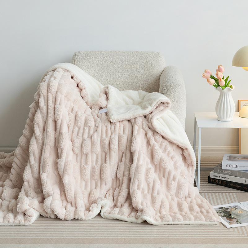 Double layer flannel blanket air conditioning cover blanket