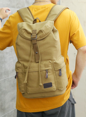 Retro men's backpack, trendy canvas men's travel bag旅行包