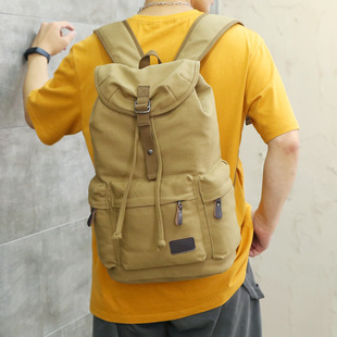 Retro men's backpack, trendy canvas men's travel bag旅行包