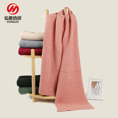 New solid color knitted wool scarf for warmth亲肤毛线围巾