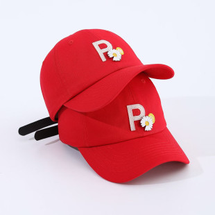 新款 棒球帽子 pmo雏菊纽扣红色鸭舌帽男女春季 bigbang权志龙GD同款
