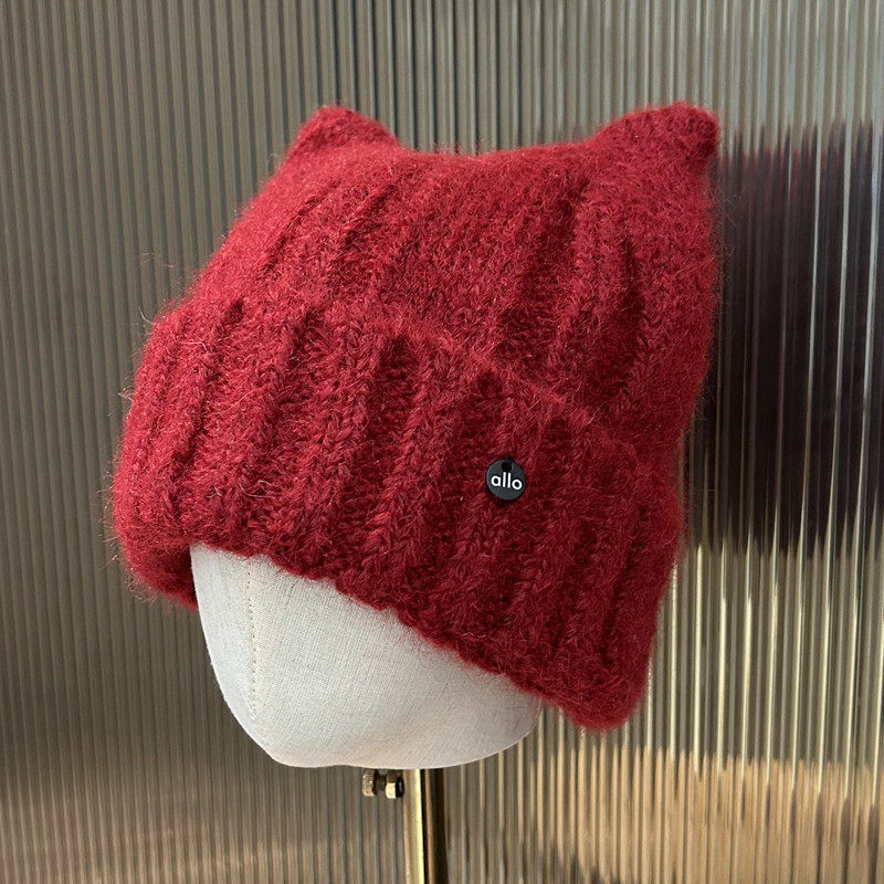 日系秋冬季新款红色帽子女时尚可爱小猫耳朵针织毛线帽保暖套头帽,服饰配件/皮带/帽子/围巾,帽子,淘宝优惠券,粉丝福利购,淘宝优惠卷