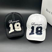 韩国ig博主同款 四季 百搭深顶大头围棒球帽女显脸小复古做旧鸭舌帽