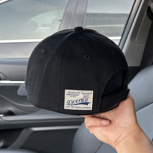 帽子短帽檐3cm男士软顶日系复古短沿鸭舌帽男潮牌雅痞寸头棒球帽