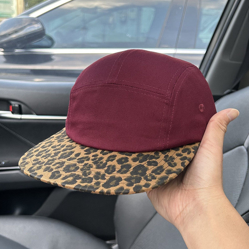 欧美春夏新款美式复古辣妹豹纹棒球帽男五片嘻哈帽子平沿帽女圆顶