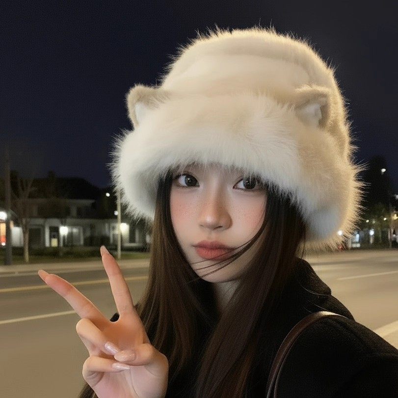 可爱猫咪耳朵毛绒渔夫帽女2025新款秋冬季保暖防寒护耳盆帽显脸小,服饰配件/皮带/帽子/围巾,帽子,淘宝优惠券,粉丝福利购,淘宝优惠卷