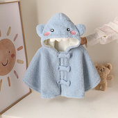 婴儿披风斗篷秋冬外出小月龄挡风保暖可爱超萌网红婴幼儿披肩冬天